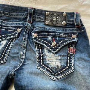 Miss me jeans coral and white stitching size 28/31
